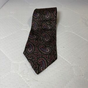 Andrew Scott Silk Tie Green Paisley Pattern Handmade Classic Necktie